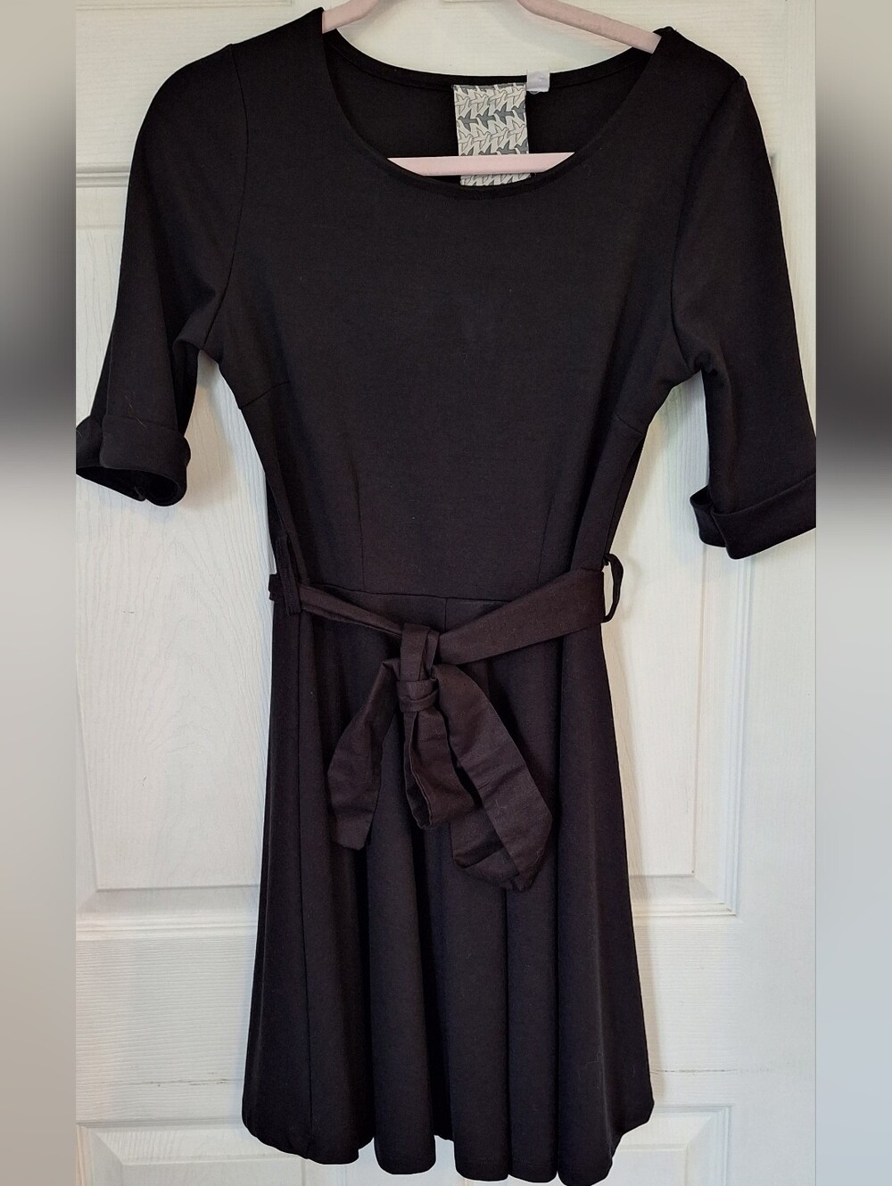 Others Follow Black Fit & Flare Dress Tie Waist Medium
